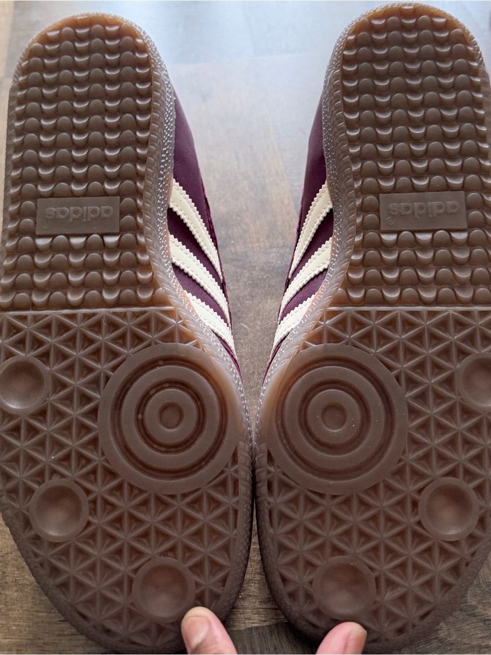 Adidas Samba Jane in Maroon with White Stripes - Picture 5 of 5